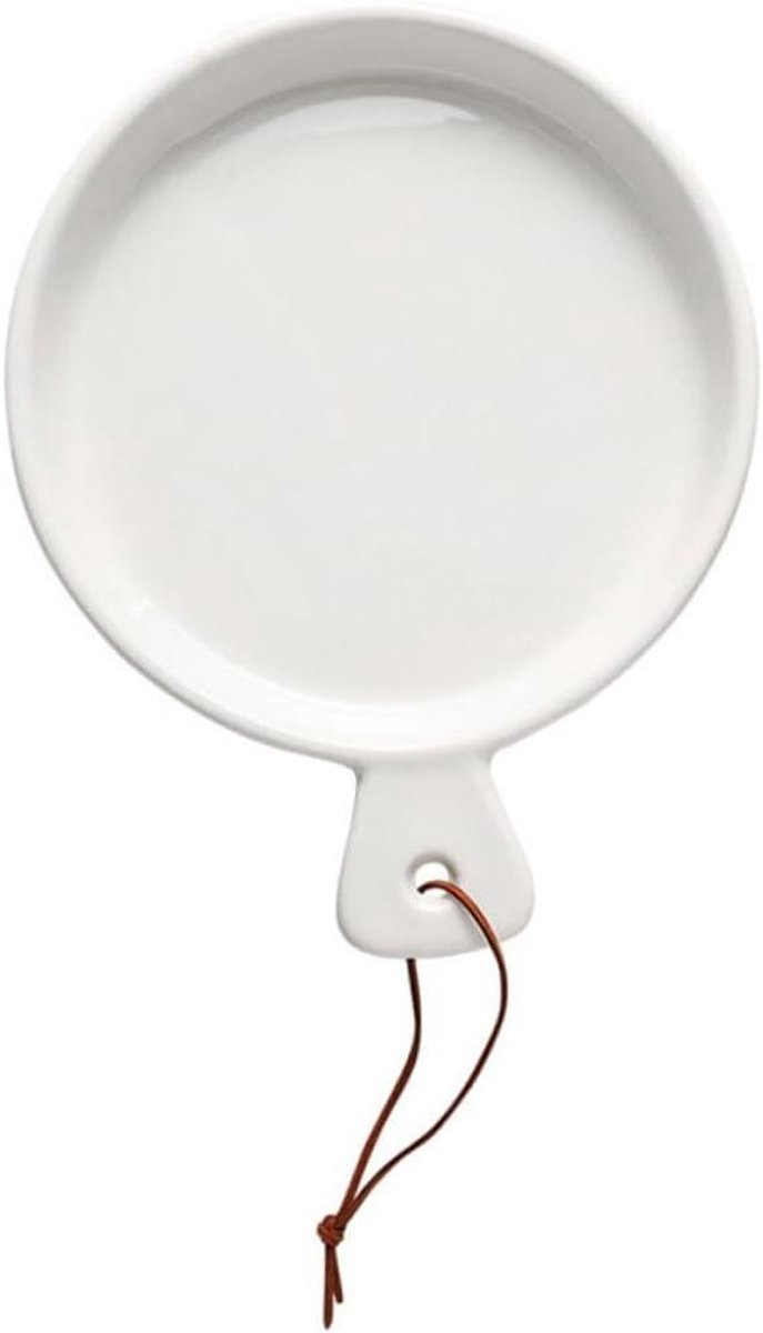 Keramische Pizzaplaat - Ronde schaal - Ovenschotel serveren - Hittebestendig materiaal - 27x21x3CM - Wit