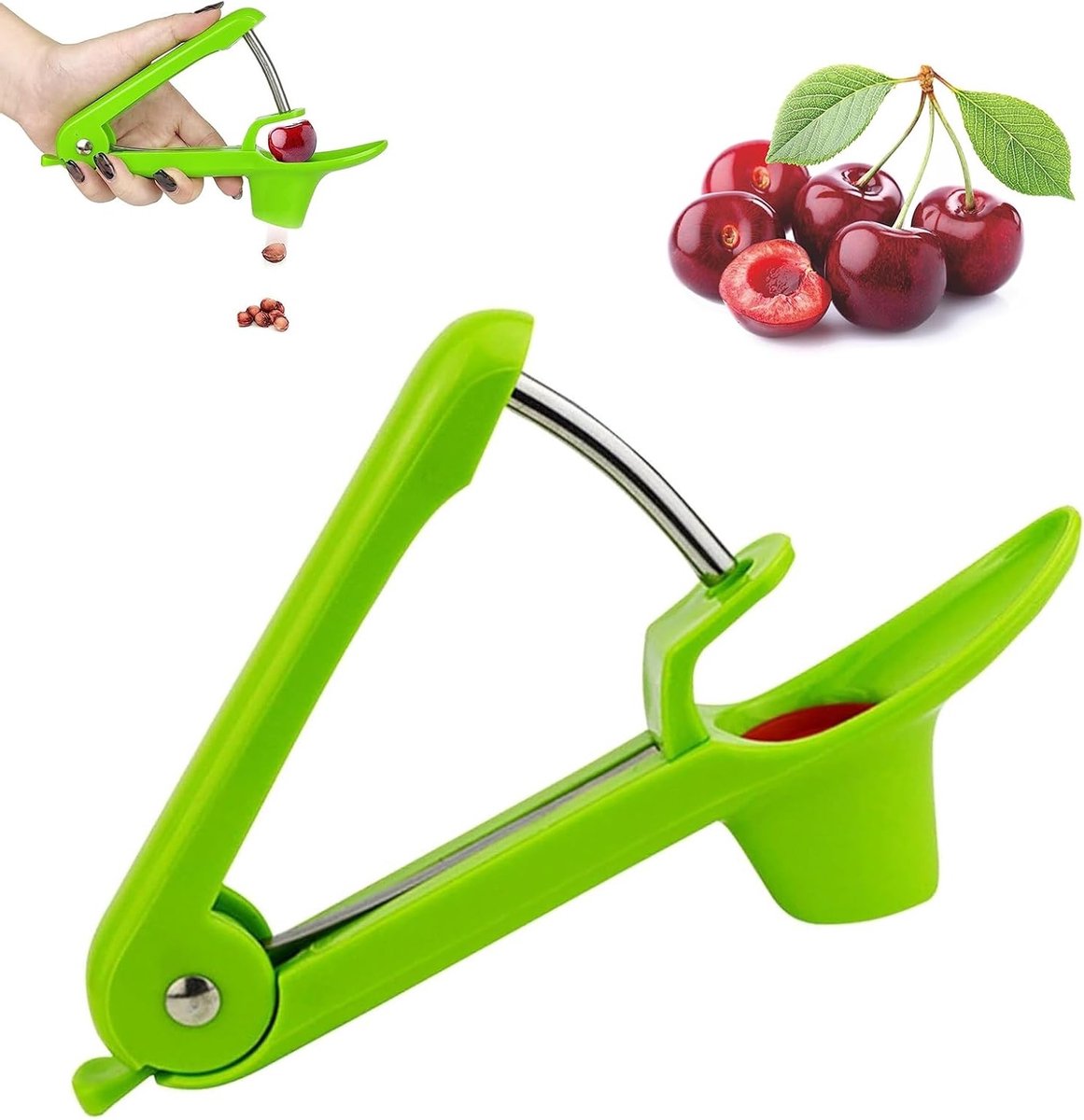 RVS Kersenontpitter voor het Makkelijk Verwijderen van Kersen- en Pruimenpitten, Handfruitontpitter voor Vers Fruit