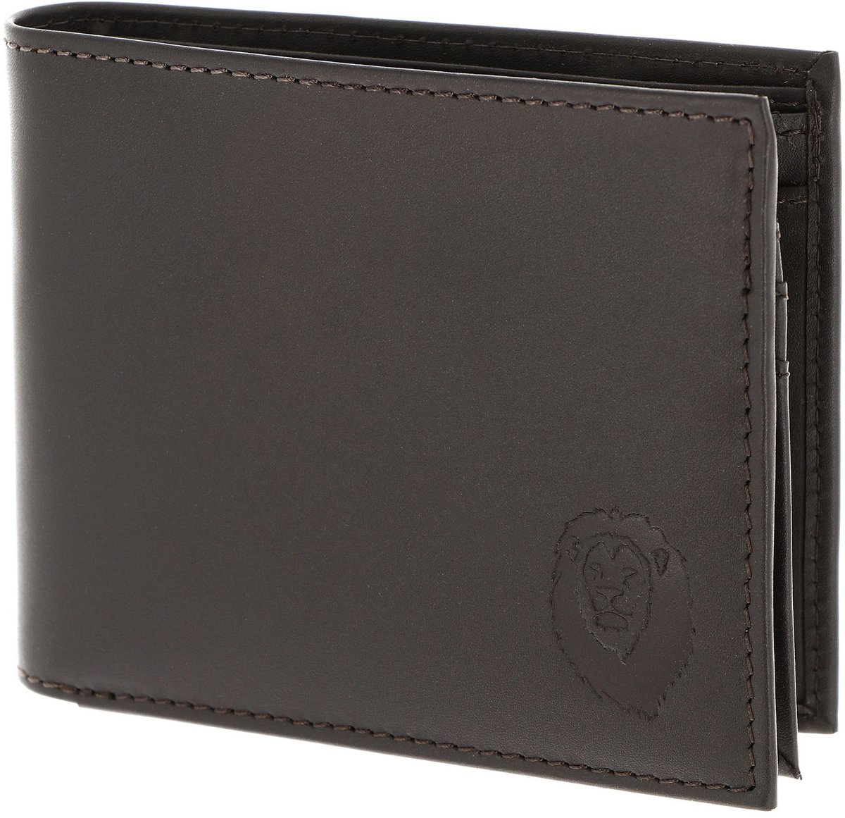oxmox Leren portemonnee Leather RFID Protect Querscheinbörse Freedom Lion Embossed Brown donkerbruin