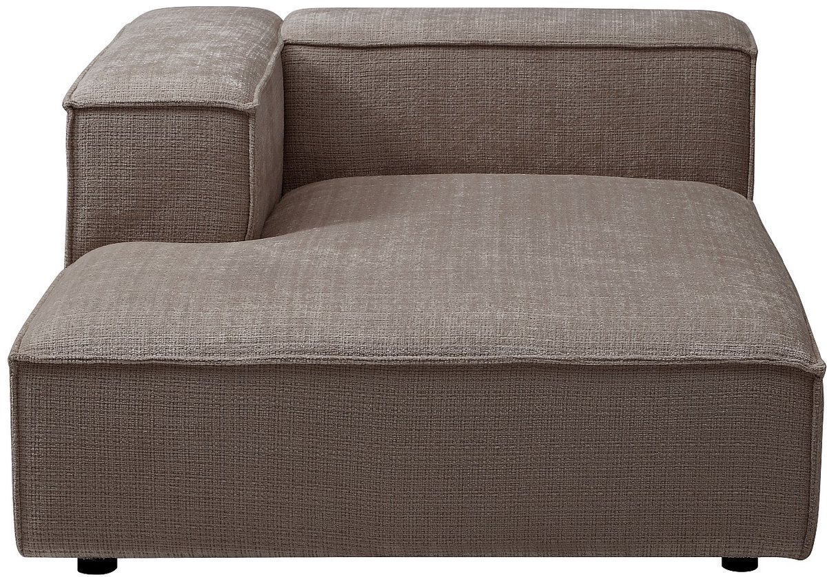 Vente-unique Chaise longue met linkerarmleuning in taupe chenillestof RUZOLO