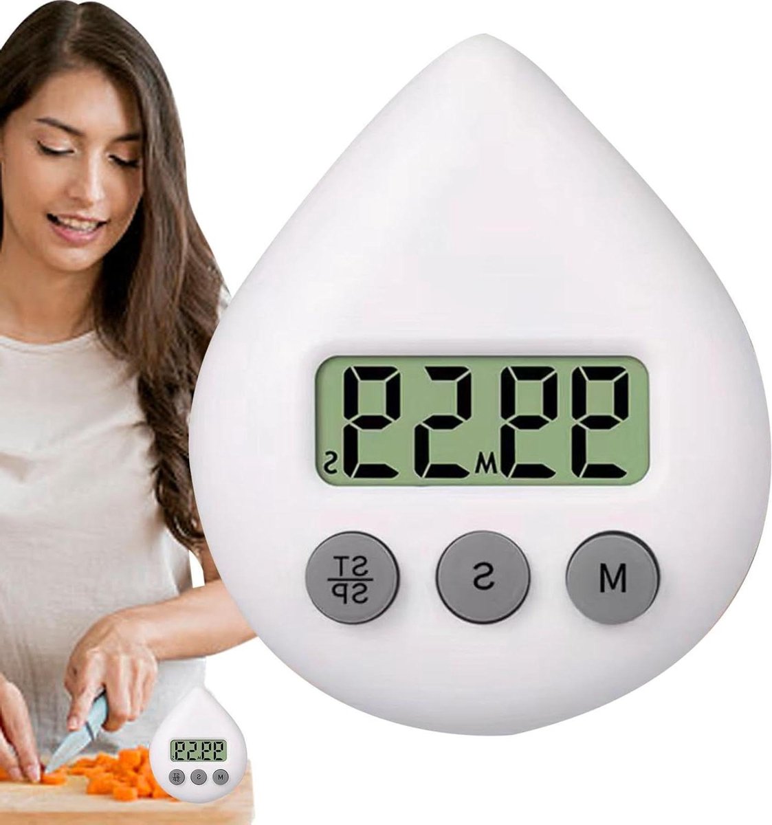Digitale Timer - Kookwekker Tijdtool - Effectief Tijdbeheer - Met Zuignap - 67 cm Breed - Wit