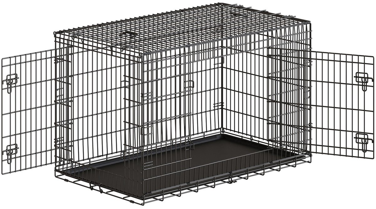 Opvouwbare hondenbench - S - Staal en kunststof - 2 deuren - Uitschuifbare lade