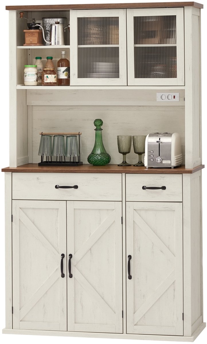 Dressoir met verlichting - 39,5 x 106,5 x 180,6 cm - opbergkast - met deuren en lades - verstelbare planken