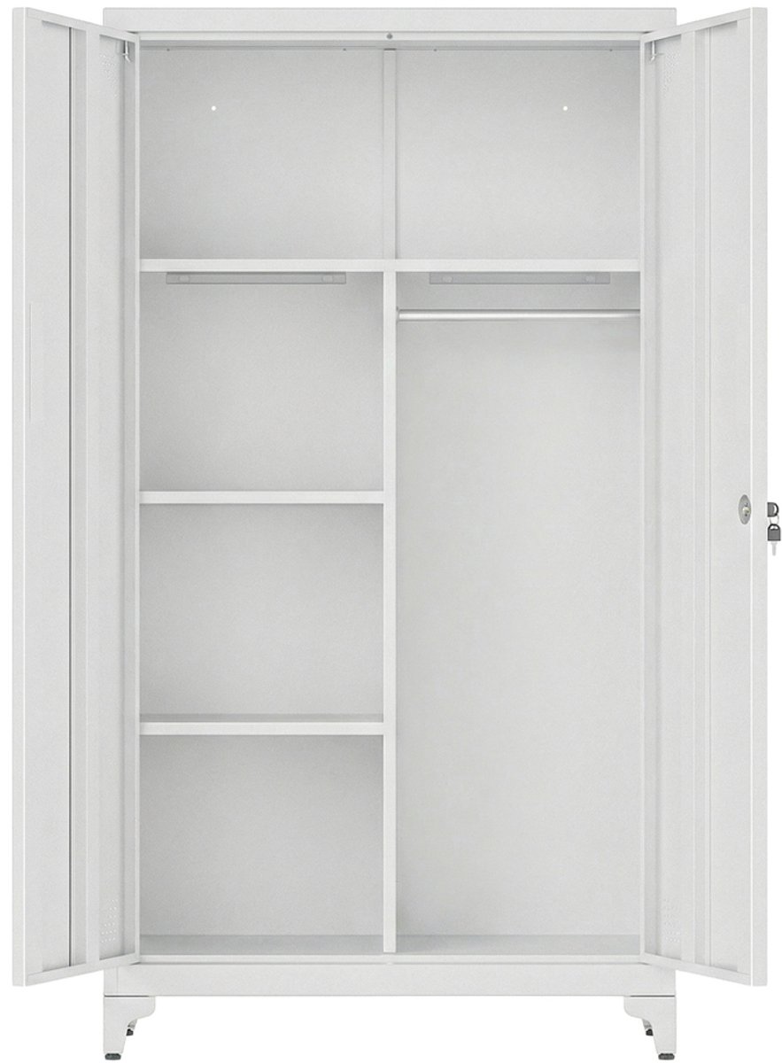 Metalen kast met kledingstang - 2 deuren - Staal - 5 vakken - Afsluitbaar