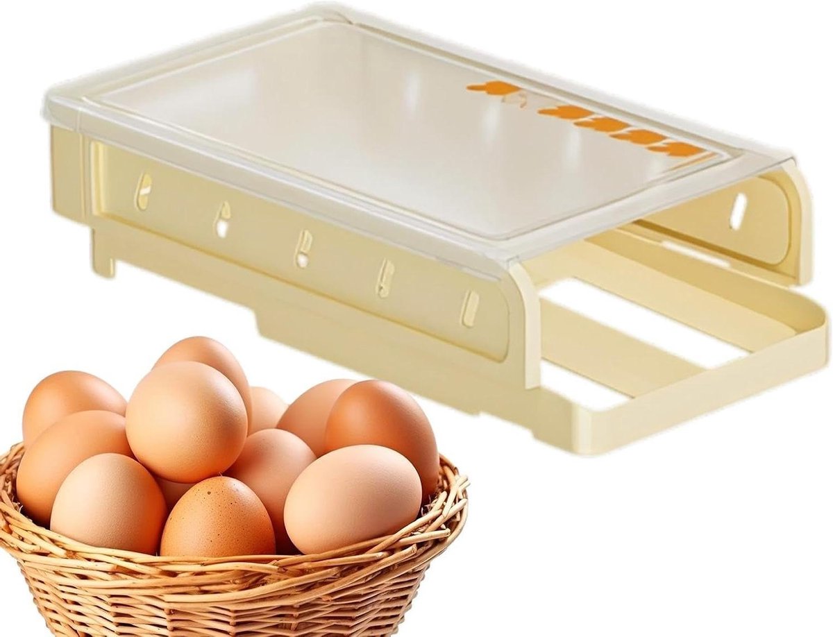 Eierdispenser Koelkast - Eierrek Stapelbaar - Eieren Opbergen - Zij Uittrekbaar - 28.5 cm - Transparant