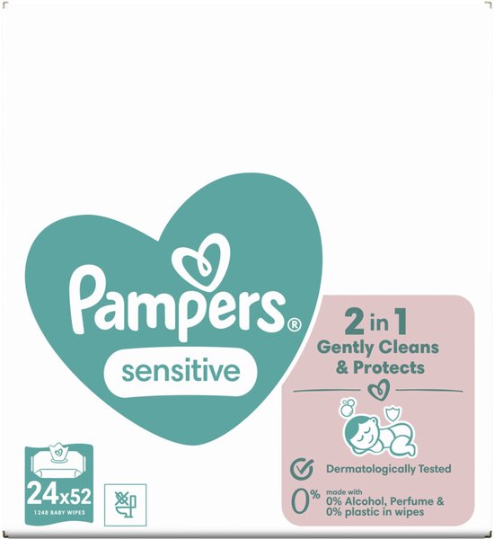 Pampers Sensitive Babydoekjes - 24 Verpakkingen a 52 Doekjes = 1248 Billendoekjes