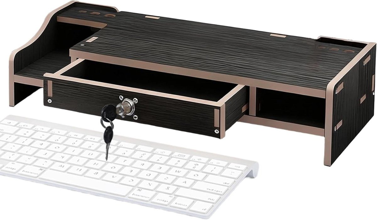 Monitor Verhoger - Bureau Organizer - Werkplek Optimalisatie - Met Lade - 48.8 cm - Zwart