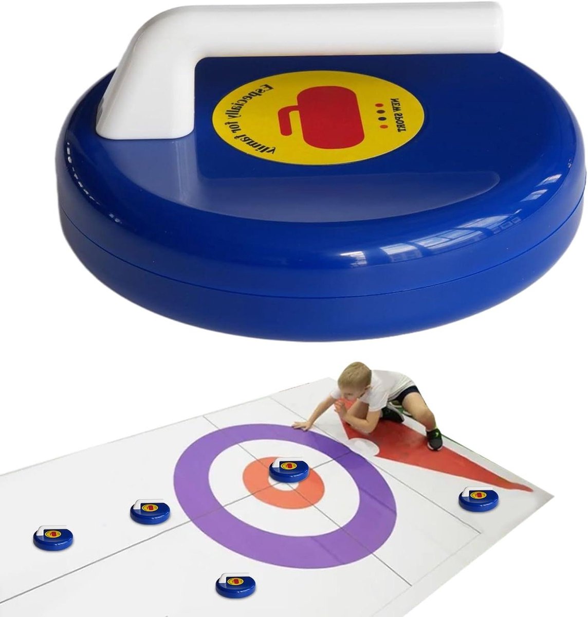 Tafel Curling Spel - Shuffleboard Pucks - Binnen Spelen - Kunstijs Compatibel - 14 x 14 x 12 cm - Blauw