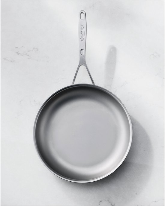 Demeyere Industry 5 koekenpan, 28cm, van roestvrij staal, met een lange steel.