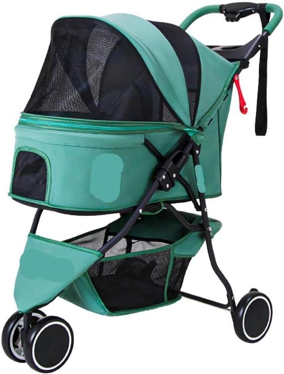 Huisdierenbuggy - Hondenwagen Kattenwagen - Comfortabel Reizen - Opvouwbaar Ontwerp - 89x56x23 cm - Groen