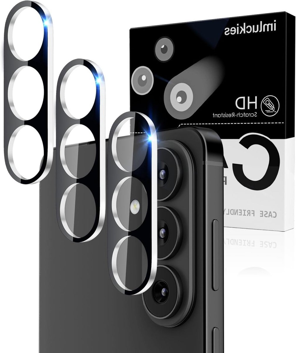 Cameralensbeschermer 3-Pack voor smartphones, Bescherming tegen Krassen en Stoten, Zwart
