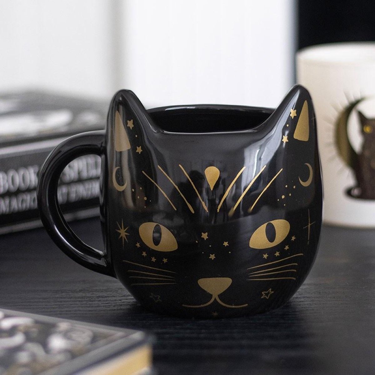 Something Different - Magic black cat face mug