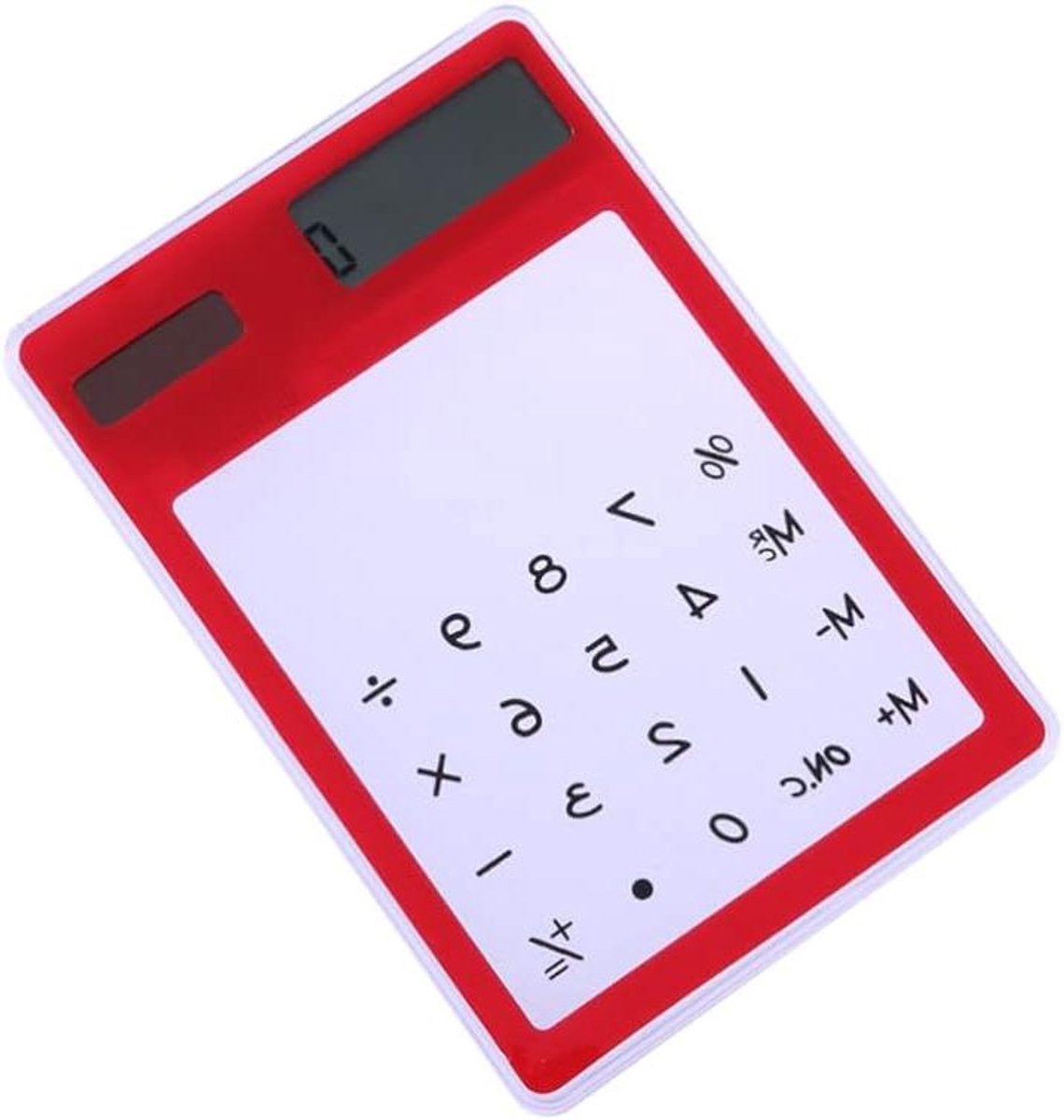 Transparante Rekenmachine - Eenvoudige Rekenmachine - Dagelijks Gebruik - Touchscreen Bediening - 12 x 8 x 0.6 cm - Rood