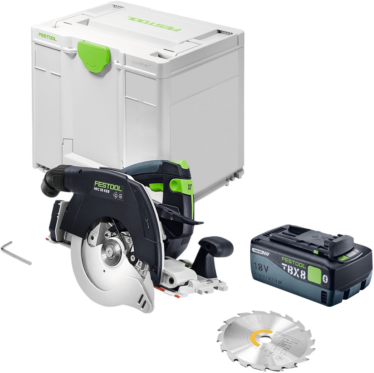 Festool HKC 55 KEB-Basic accu-handcirkelzaag 18 V 160 mm borstelloos + 1x accu 8,0 Ah + Systainer - zonder lader