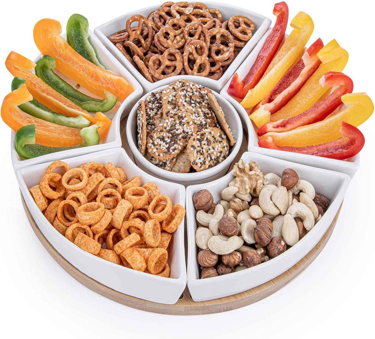 Tapasplank met schaaltjes - Borrelplank - Serveerplank - Hout - serveertray