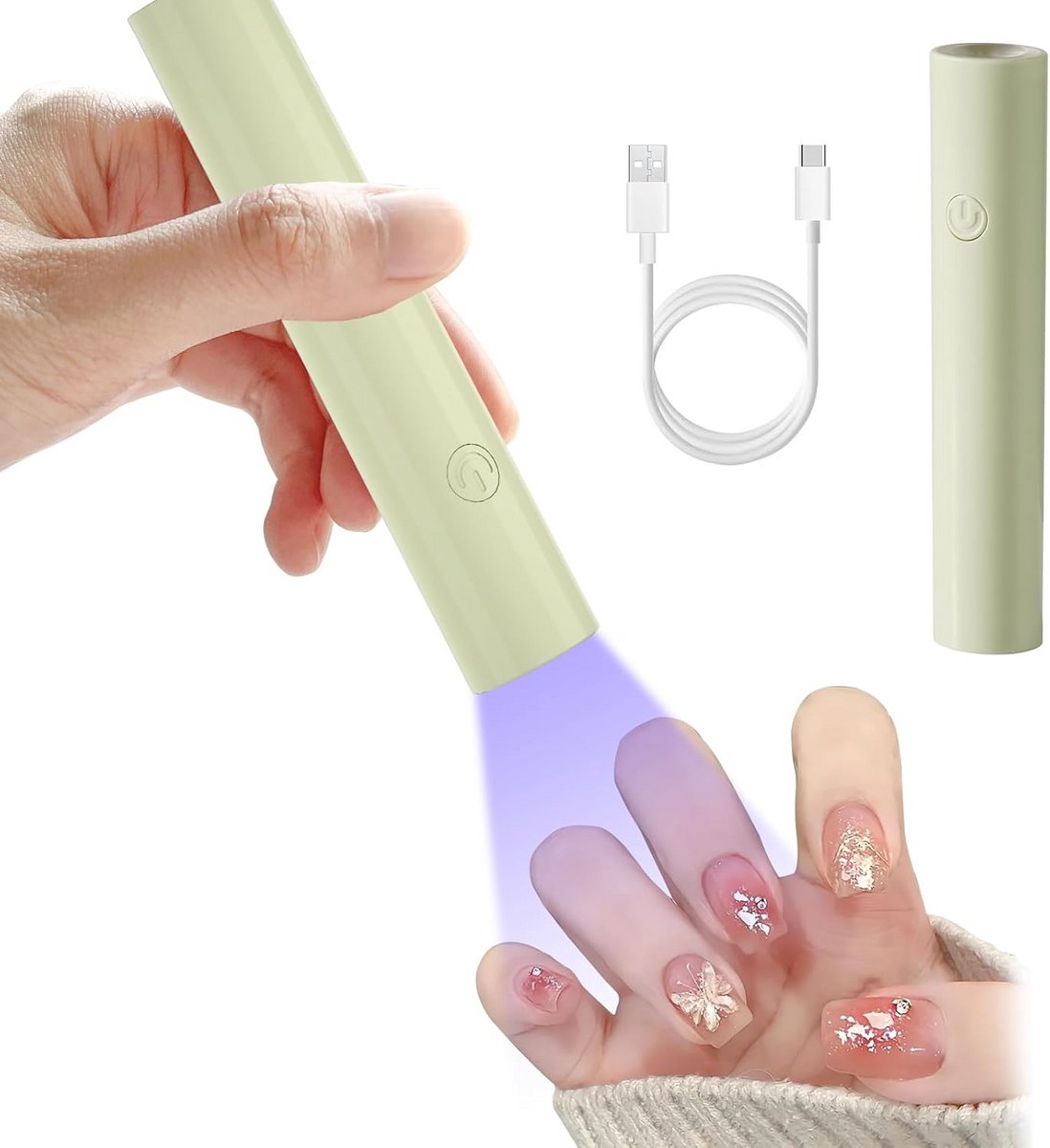 UV lamp nagels - Mini nageldroger - Gelnagels uitharden - Oplaadbaar met USB-C - 10.5 cm - Groen
