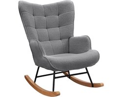Générique Rocking Chair Rocking Chair Nursing Rocking Chair Adults Luxury Teddy Plush Rocking Chair for Living Room Bedroom Office (Dark Grey)