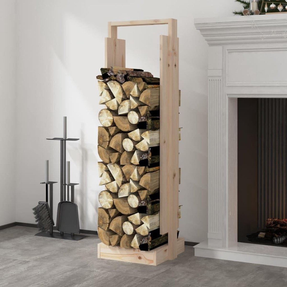 Houtrek - Haardhout Opslag - Haardhout Opslaan - Massief Grenenhout - 33.5x30x110cm - Natuurlijk