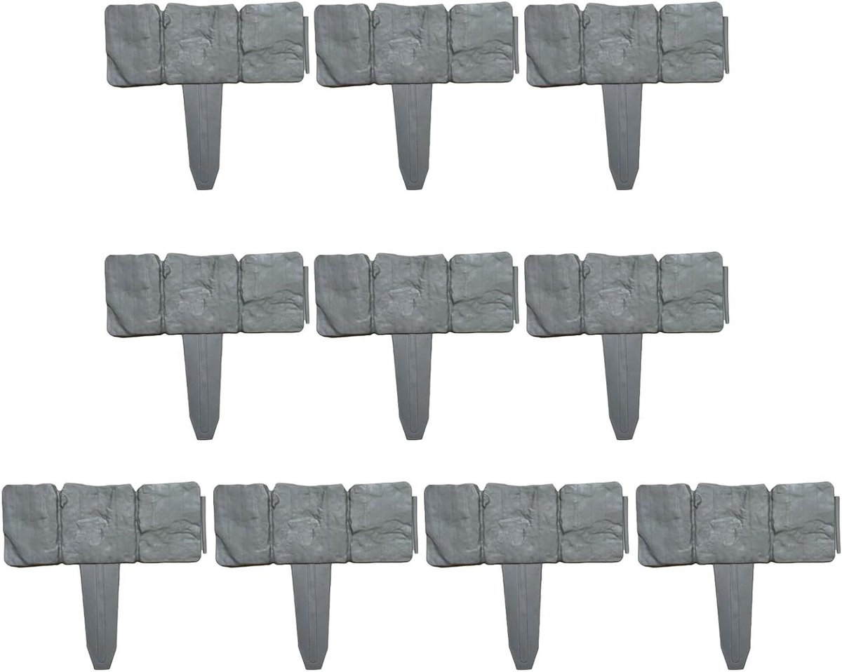 Tuinrand Flexibel - Grasrand Steenlook - Tuin Decoratie - Natuurlijke Steenlook - 10 Stuks - Grijs