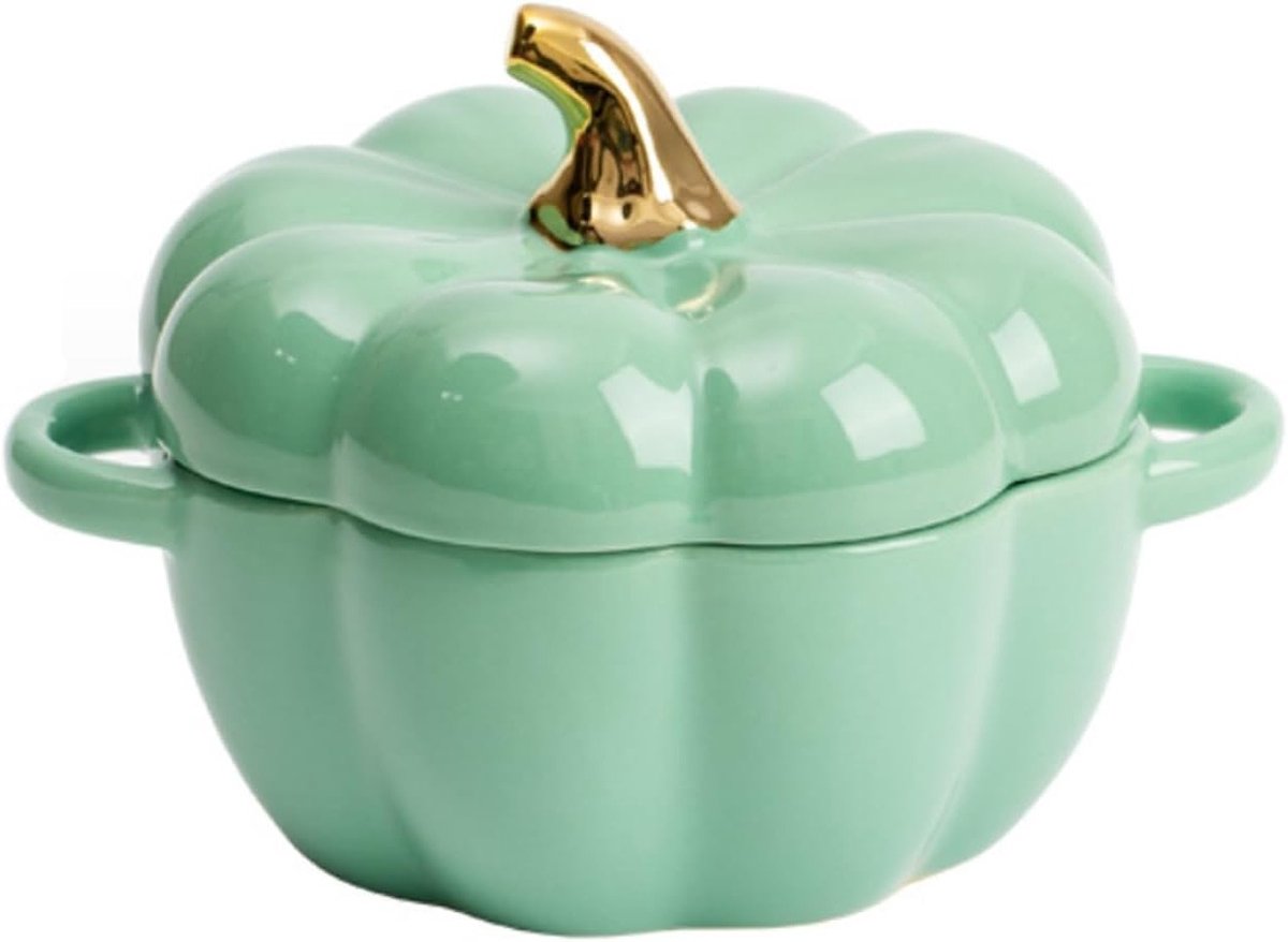 Schattige pompoen keramische kom met deksel, magnetron- en vaatwasserbestendig, ideaal voor desserts en soepen, perfect voor feestelijke gelegenheden zoals Halloween en Thanksgiving