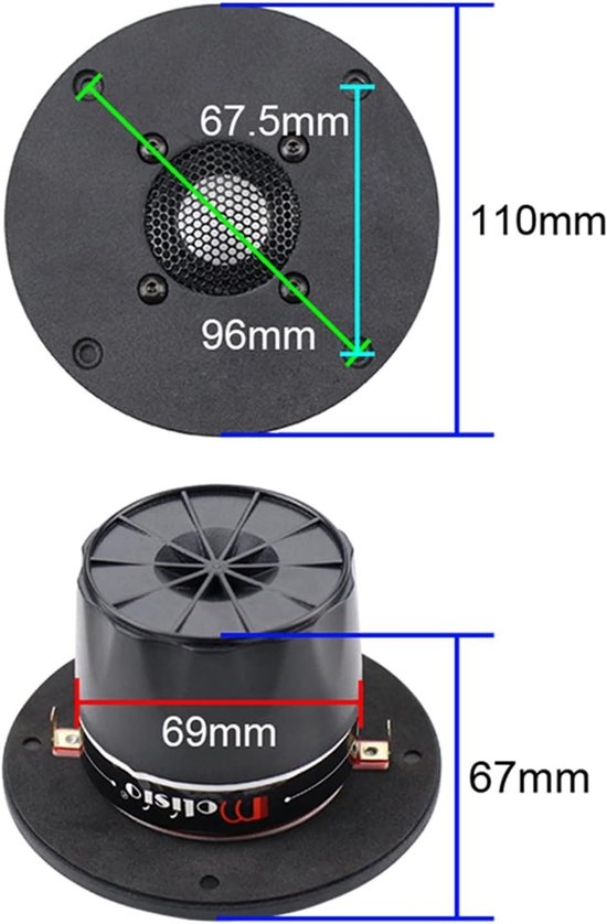 Hifi Luidspreker Unit - Boekenplank Speaker - Muziek Luisteren - Keramisch Membraan - 4 Inch - Zwart — afbeelding 5