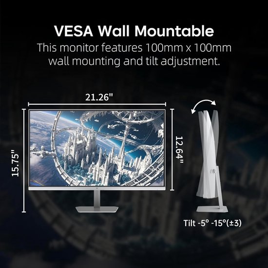 Gaming Monitor - Snelle Beeldscherm - Intensief Gamers - 240Hz IPS Paneel - 24 Inch - Wit — afbeelding 4