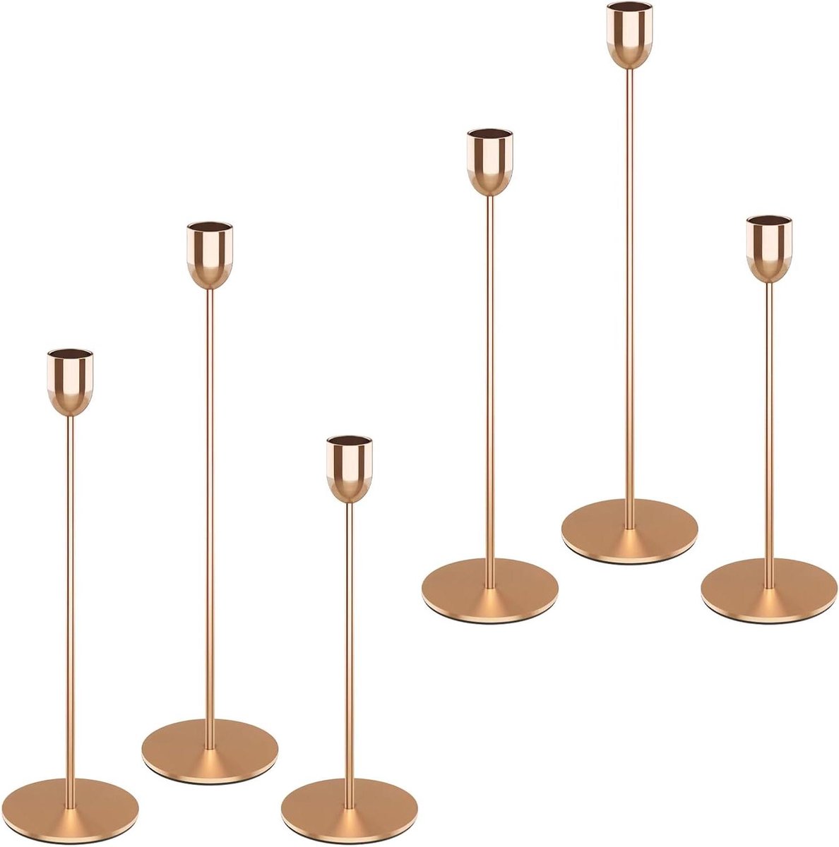 Kandelaar Houder Set - Kaarsen Standaard - Romantisch Diner - Stabiele Wijnglas Basis - 3 Stuks - Goud