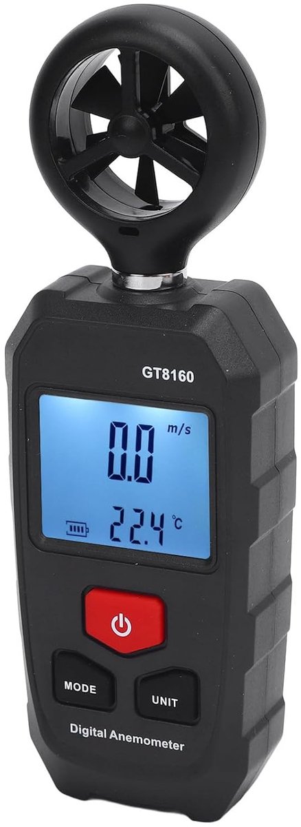 Digitale Windsnelheidsmeter - Weer Apparaat - Buiten Activiteiten - 6 Meet Eenheden - 0-30 m/s - Zwart — afbeelding 2