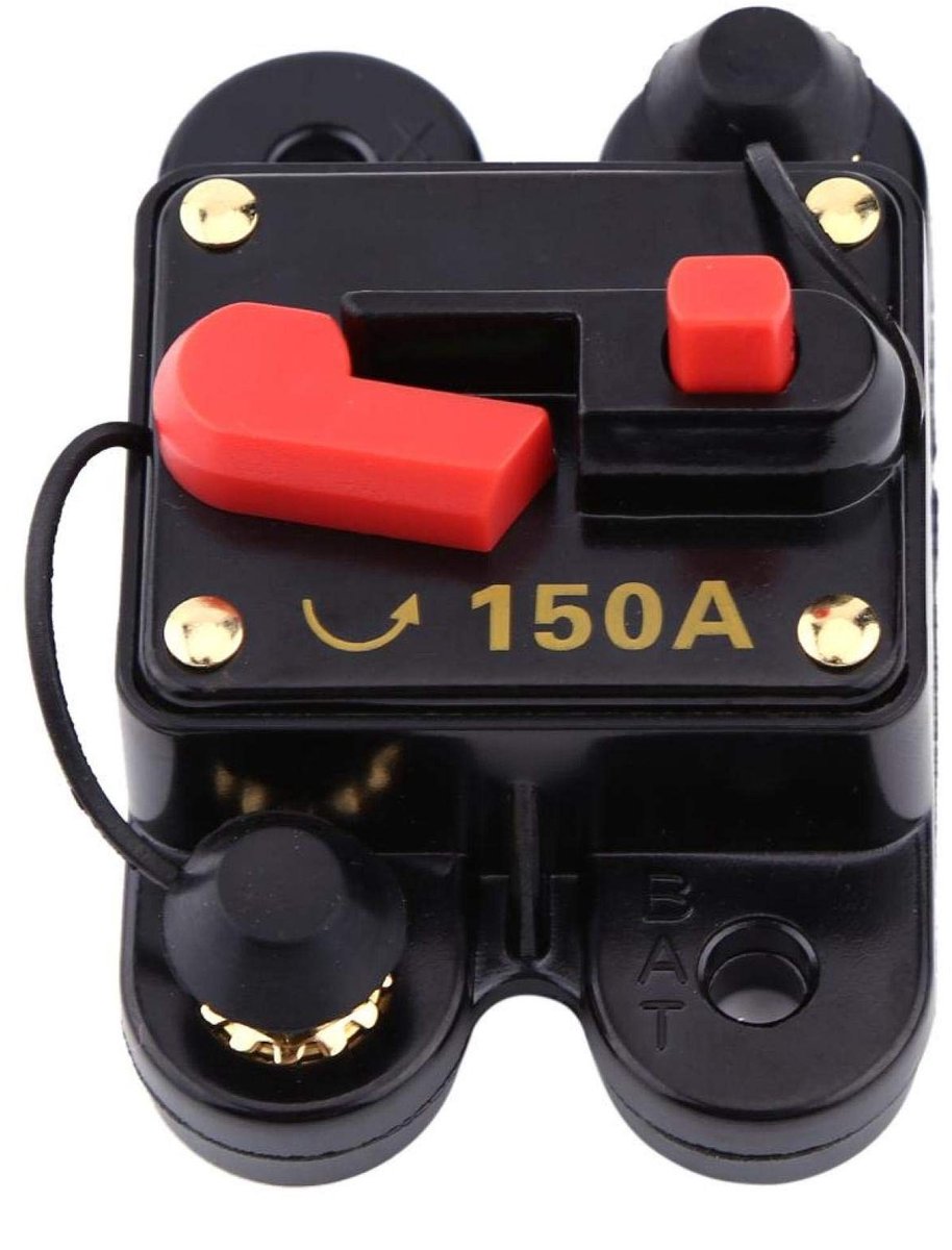 SMOAKEZ - Stroomonderbreker - Handmatige reset - Veiligheid voor auto elektronica - 150A - Circuitbreker voor autoradio - Geschikt voor grote elekt...