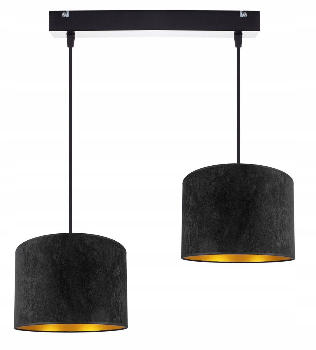 Velvet Plafondlamp Zwart Goud - Moderne Hanglamp met Stoffen Kap