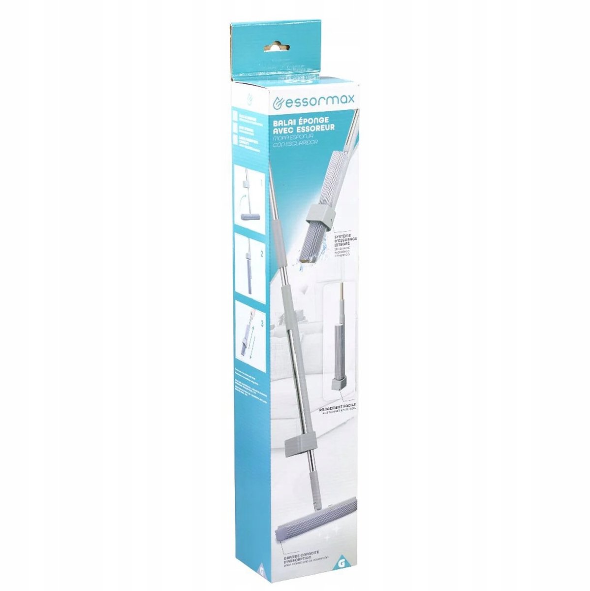 Essormax Schuimrubber Mop met Ingebouwde Wringer - 140cm