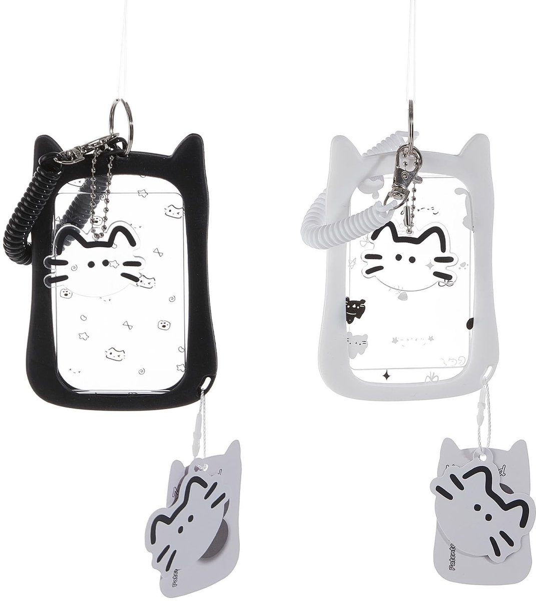 LIVIA HOME- Fotokaarthouder 2 stuks - Kawaii Siliconen - Transparante Foto Display - ID Houder - Cartoon Kat Sleutelhanger - Afmetingen 12 x 8,2 cm - Kaarthouder