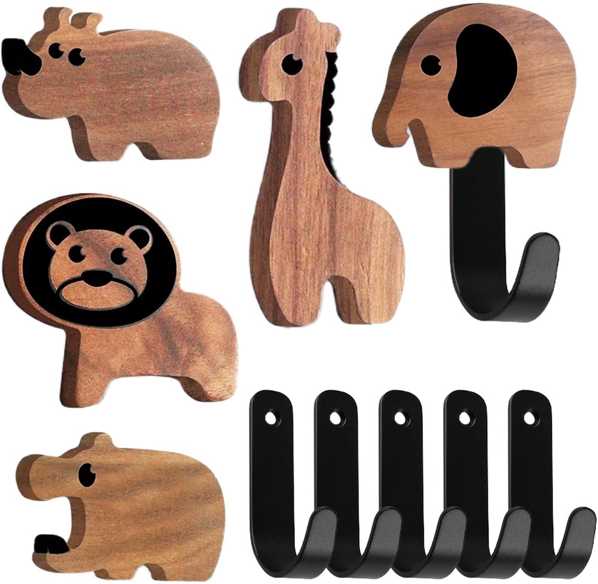 SMOAKEZ- Kledinghaken 5 stuks - Dierenvorm - Wandhaken - Garderobe haken - Kleding haken muur - Decoratief ontwerp - Garderobehaken