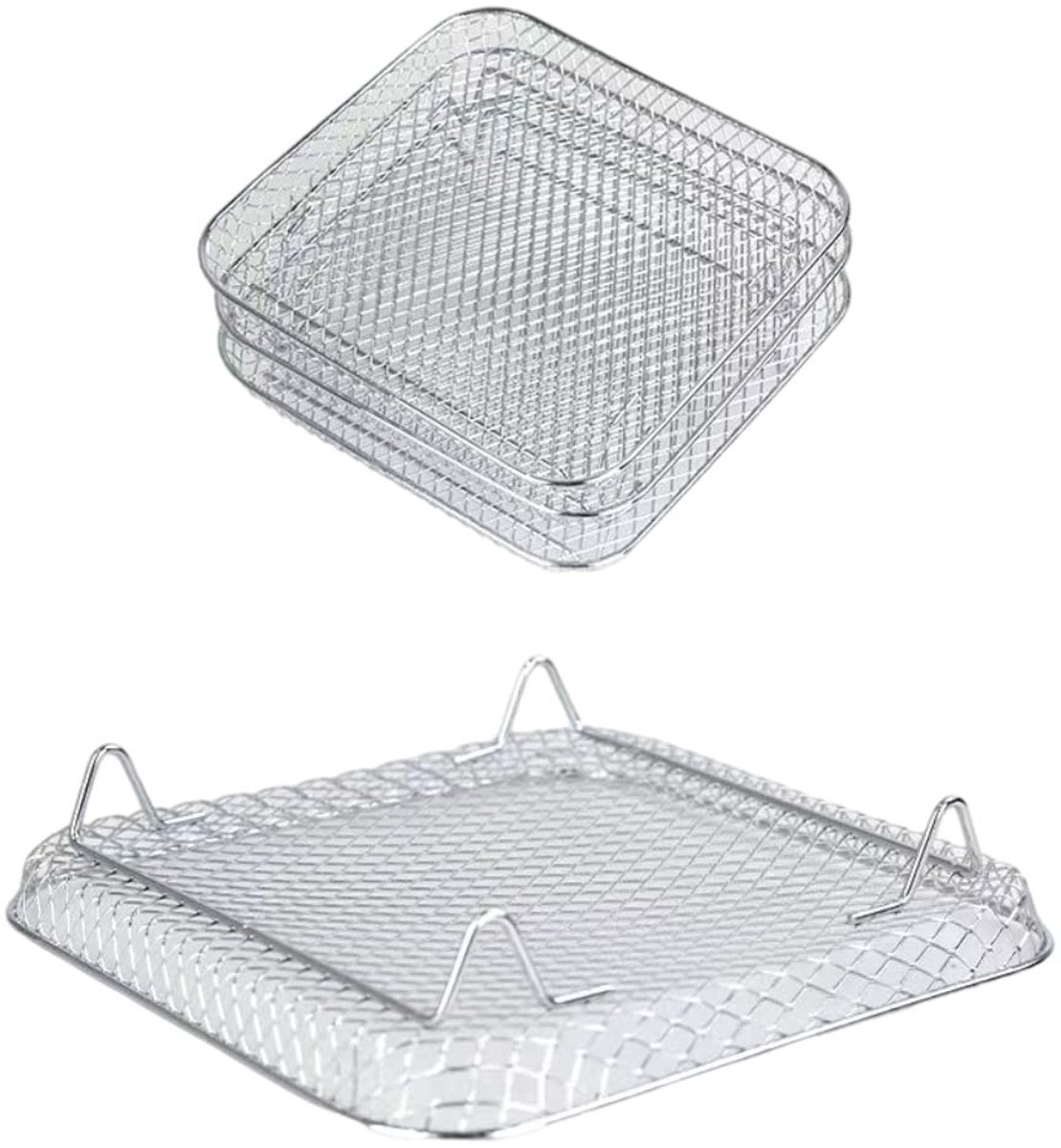 SMOAKEZ- Air Fryer Rek Stapelbaar - Roestvrij Staal - Grillrooster - Accessoires voor Luchtfriteuse - Compatibel met Foodi 8L - 20 x 19 x 9 cm