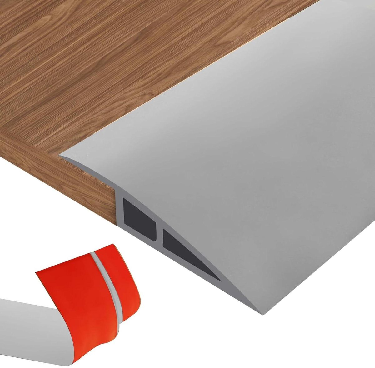 Vloer Overgangsprofiel - Vloerstrip Zelfklevend - Vloeren Egaliseren - Hoogtecompensatie PVC - 1 Meter Lengte - Grijs