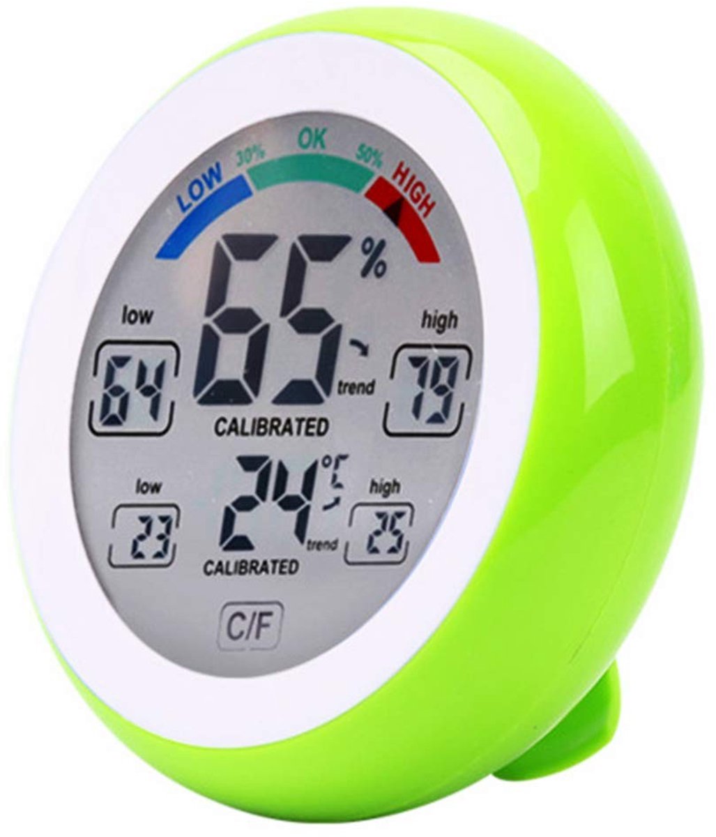 Dailygoods - Indoor Outdoor Thermometer - Digitale Hygrometer - Draadloos en Touchscreen - Groen - Temperatuurmeter - Geschikt voor Binnen en Buiten -...