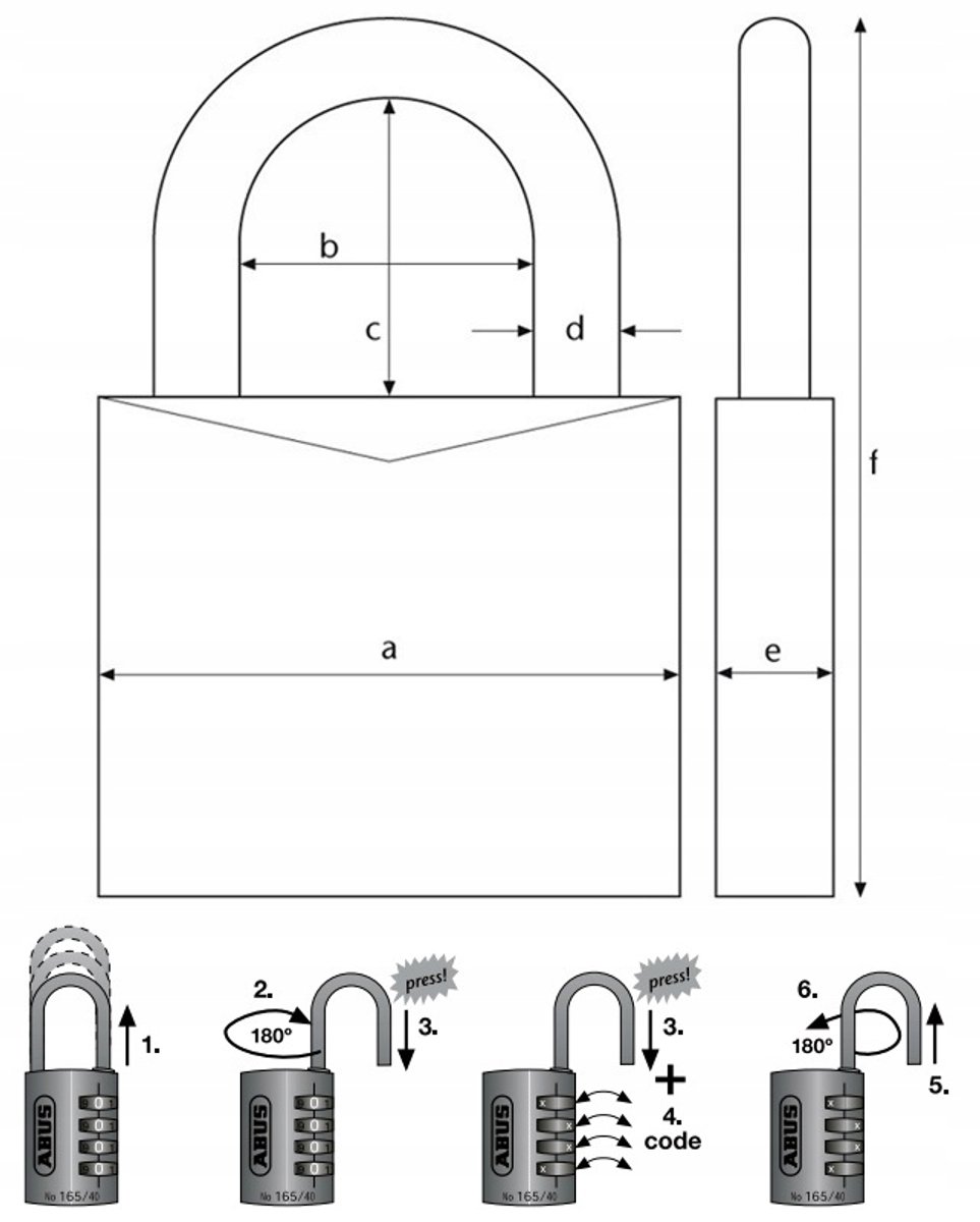 Abus 724/30 cijferslot met titanium afwerking, instelbare code