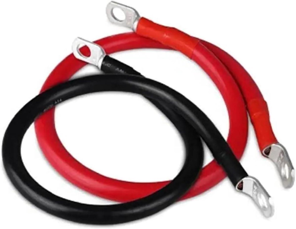 Batterijaansluitkabel - Omvormerkabel Koperdraad - Accu Verbinding - Vernikkelde Klemmen - 50 cm - Zwart Rood
