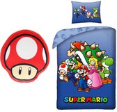 Super Mario slaapkamerset; dekbedovertrek en kussen