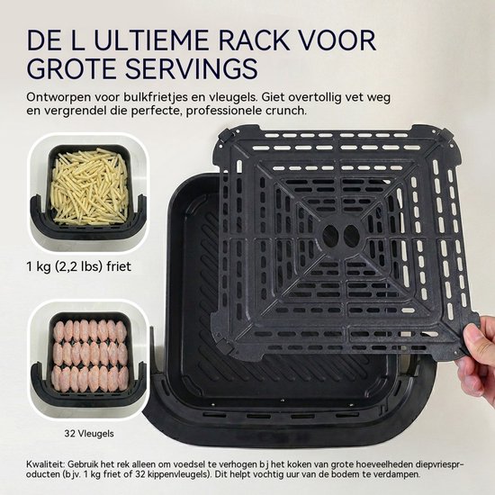 Pizza Oven-Airfryer Oven - Heteluchtfriteuse - 11-in-1 Programma’s - Dubbele Verwarming - 2200 W - Voor Keuken - 38,5 x 35 x 20,5 cm - Zwart — afbeelding 3