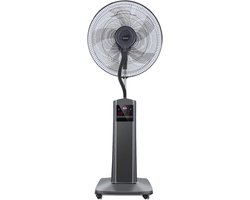 Mistventilator Staande Ventilator - Sproei Koeling - Verfrissing Binnen - 3 Windsnelheden Afstandsbediening - 1.7L Reservoir - Zwart