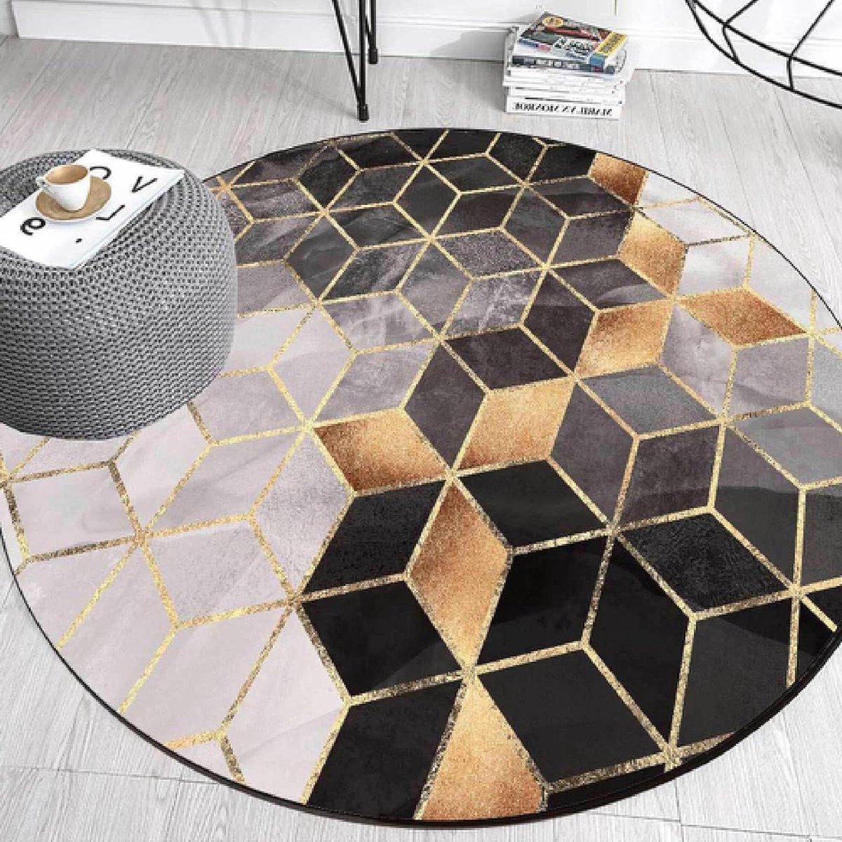 Rond Vloerkleed - Zachte Vloerbedekking - Interieur Decoratie - Laagpolig & Wasbaar - ø 90