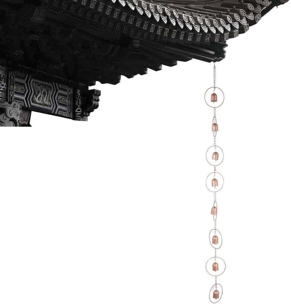Decoratieve regenketting - Dakgootketting ornament - Tuin decoreren - Rustgevend geluid - 90-120 cm - Metaal