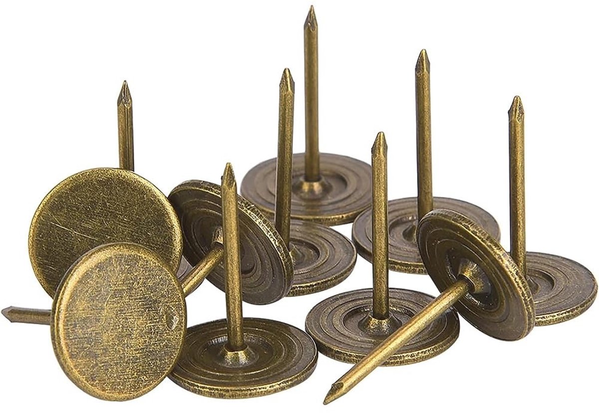 Dailygoods- Bekleding Nagels 100 Stuks - Bronzen Vintage Stijl - Platte Kop - Meubels Nagel - Decoratie - IJzer 14 x 20 mm - Meubelspijkers