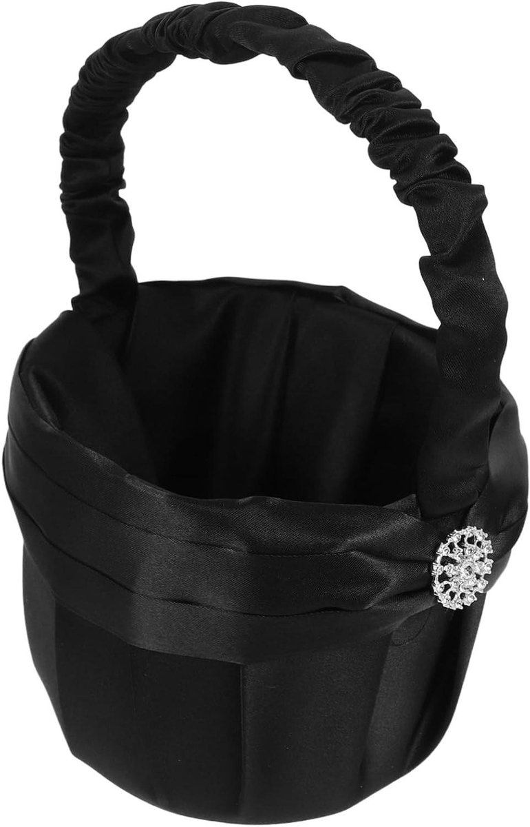 Bloemenmeisjesmand - Bruidsmand Decoratie - Bruiloft Versieren - Strass Versiering - 22 cm - Zwart