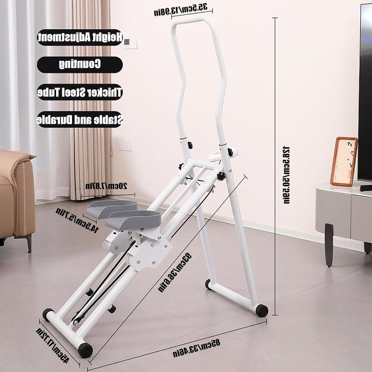 Trapstappermachine - Stepper machine - Aerobe training - Opvouwbaar ontwerp - 150 Kg belasting - Wit