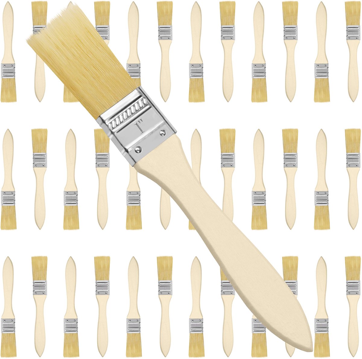 JHUBERS- Verfkwasten Set 36 Stuks - Professionele Houten Handvatten - 2,54cm Breed - Voor Verf/Lijm/Stainen - Betrouwbare Gereedschappen - Veilig en Efficiënt - Verfborstels
