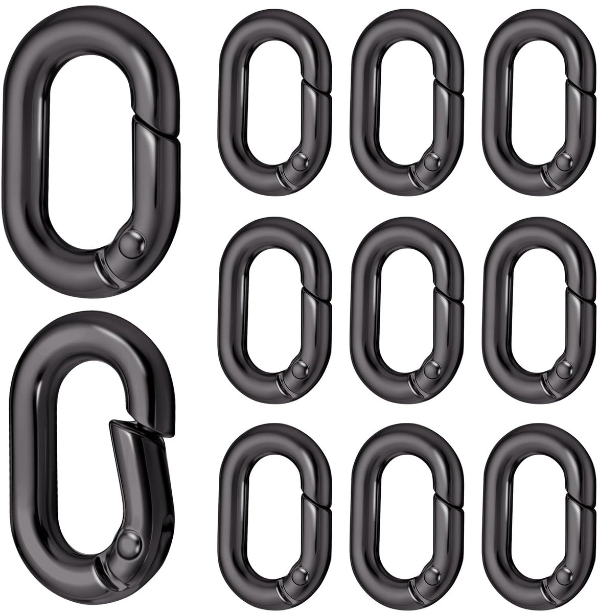 Dailygoods- Veerkarabijnhaak Klein - 10 Stuks - Zinklegering - Ovaal - Sleutelhanger - Duurzaam - Glad Oppervlak - Karabijnhaak