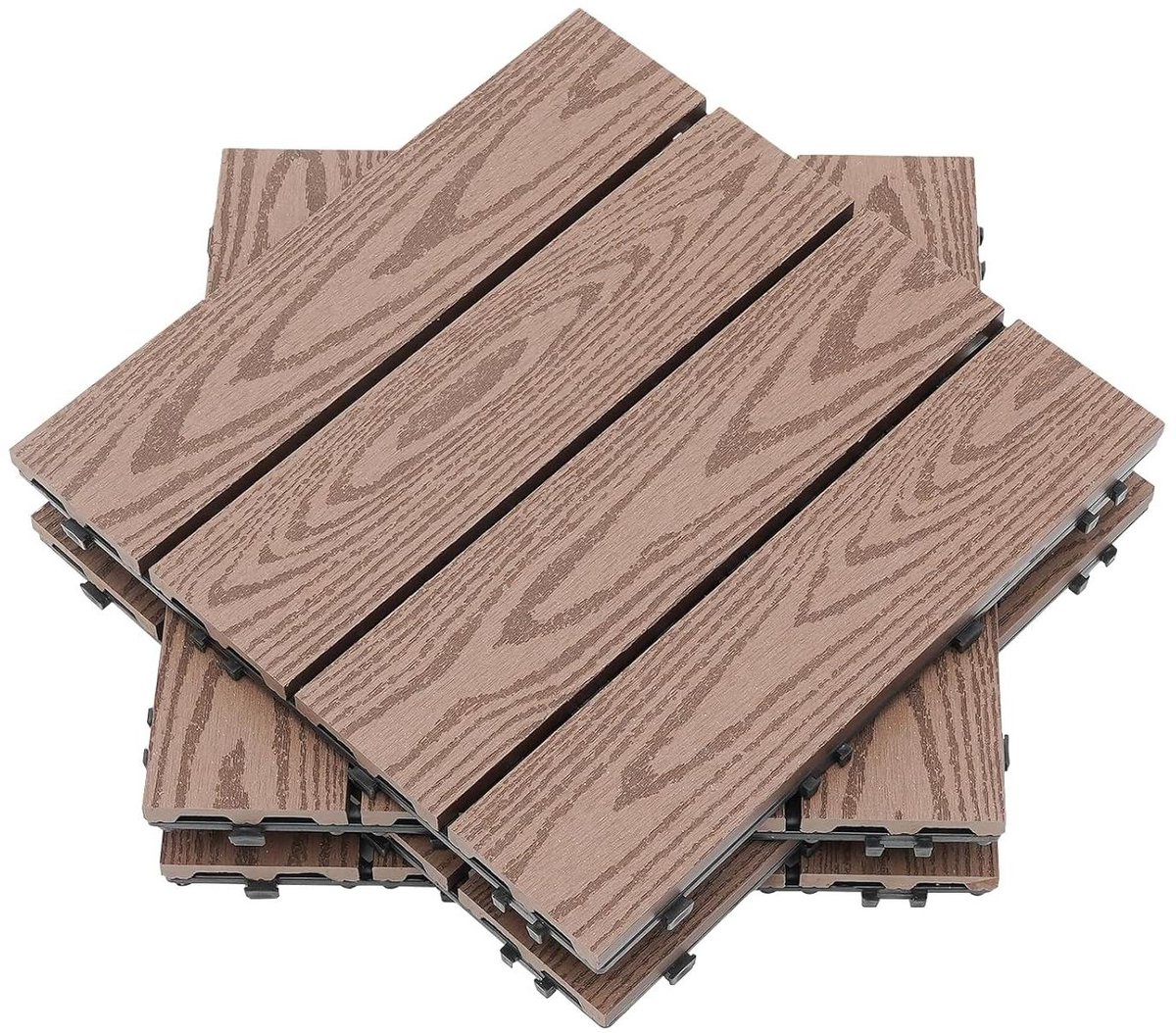 Terrastegels 22 stuks - Houten vloer - Buiten creëren - Interlocking ontwerp - 30 x 30 cm - Koffie
