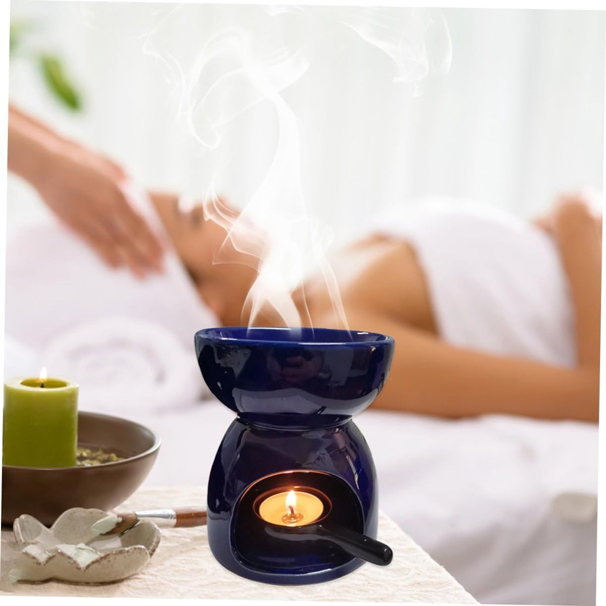 Theelicht Lepelhouder - Geurbrander Lepel - Geuren Verspreiden - Keramisch Materiaal - Set van 4 - Zwart — cadeau in Cadeau-ideeën - foto 4